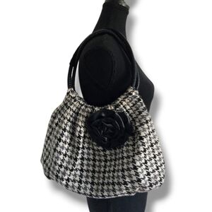 American Eagle Houndstooth Coquette Tote Shoulder Bag, Chic Feminine Purse